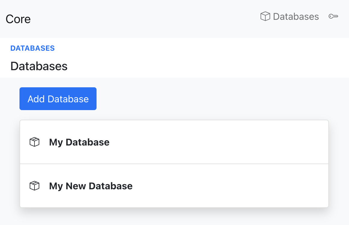 new database shows up list of databases